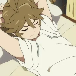 🍤 56ce4d64 anime, boy, sleepy, lazy, resting telegram sticker
