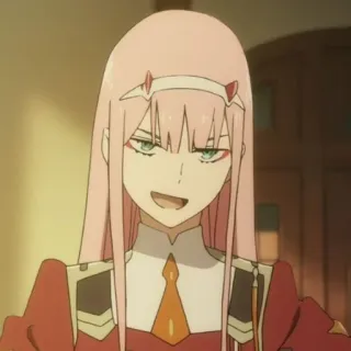 🥢 59ca2454 Zero Two Darling in the Franxx anime, Zero Two, Darling in the Franxx, pink hair, character, horns telegram sticker