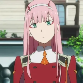 🥢 91b14d51 Zero Two Darling in the Franxx anime, pink hair, Zero Two, Darling in the Franxx, character telegram sticker