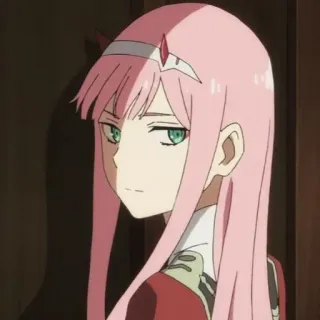 🥢 aa9ebab8 Zero Two Darling in the Franxx anime, Zero Two, pink hair, Darling in the Franxx, character telegram sticker