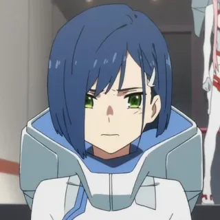🍤 bb3f7cbd Ichigo Darling in the Franxx Ichigo, anime, girl, blue hair, Darling in the Franxx telegram sticker