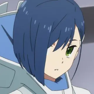🥢 caf521d3 Ichigo Darling in the Franxx anime, character, ichigo, blue hair, darling in the franxx telegram sticker