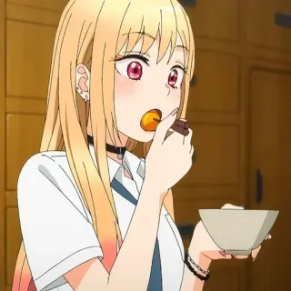 🥢 23a005c2 Anime, Meisje, Eten, Schattig telegram sticker