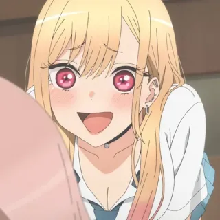 👺 8cf961b4 Marin Kitagawa My Dress-Up Darling anime, schattig, meisje, blond, glimlach, manga, fanart telegram sticker