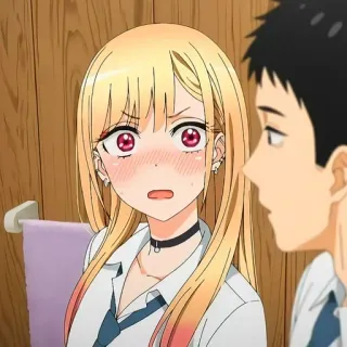 😳 ae4a7a54 Anime, Schooluniform, Blond haar, Rode ogen telegram sticker