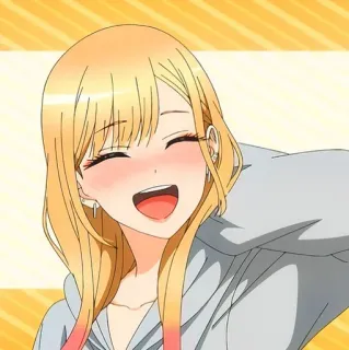 😄 aff46cec Marin Kitagawa My Dress-Up Darling anime, Marin Kitagawa, My Dress-Up Darling, schattig, glimlachend, cartoon telegram sticker