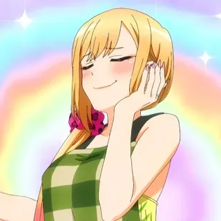 ☺️ f82db21a Marin Kitagawa My Dress-Up Darling Anime, Personage, Schattig, Glimlach, Meisje, Blond telegram sticker