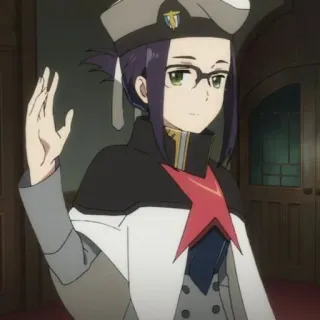 🍢 00116de7 Ichigo Darling in the Franxx Anime, Personagem, Ichigo, Darling in the Franxx, Óculos, Uniforme, Onda telegram sticker