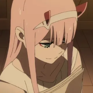 🍢 4b5c3f3a Zero Two Darling in the Franxx Anime, Zero Two, Darling in the Franxx, cabelo rosa, garota anime telegram sticker