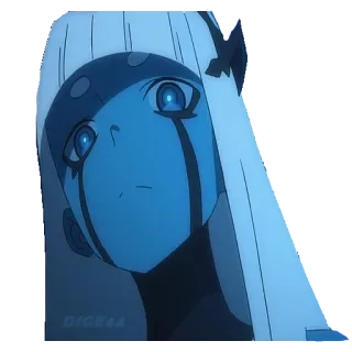 😡 3627fcf5 Zero Two Darling in the Franxx 动漫, 02, Darling in the Franxx, 角色, 蓝色, 肖像 whatsapp sticker