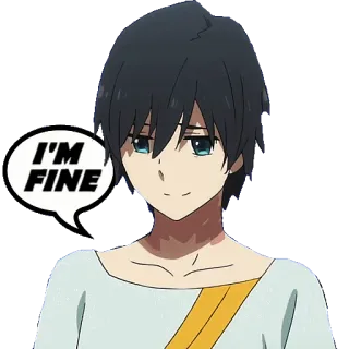 👌 6708b414 I'M FINE 动漫, 角色, 气泡框, 我没事, 难过, 情绪化 whatsapp sticker