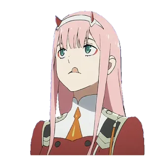 😛 bc585b31 Zero Two Darling in the Franxx 动漫, 02, Darling in the Franxx, 卡通, 角色, 粉色头发 whatsapp sticker