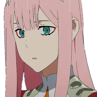 😦 bd1a593d Zero Two Darling in the Franxx 动漫, 零二, Darling in the Franxx, 粉色头发, 可爱, 漫画 whatsapp sticker