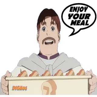 🍝 f09d637d ENJOY YOUR MEAL 动漫, 餐点, 食物, 一份, 卡通, 角色 whatsapp sticker