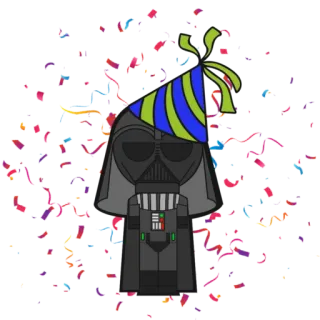 🥳 b2519eea Darth Vader Star Wars darth vader, star wars, ulang tahun, topi pesta, konfeti, kartun telegram sticker
