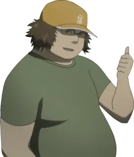 🍪 3bef3ae9 アニメ, キャラクター, 男, 帽子, いいね whatsapp sticker