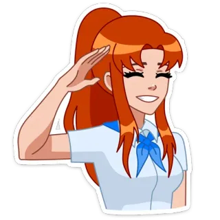 ☺️ 4716d826 femme, fille, salut, uniforme, joyeux, dessin animé, amical telegram sticker