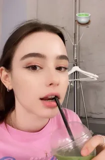 🌝 de20cffb woman, matcha, drink, cafe, portrait, beverage telegram sticker