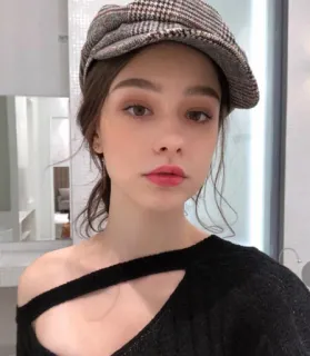 ❤️ dddf9fc6 donna, ritratto, cappello, ragazza, moda, bellezza whatsapp sticker