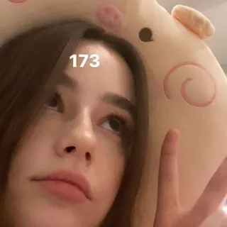 ➰ 5aa3bc4b 173 เซลฟี่, ผู้หญิง, สัญลักษณ์สันติภาพ, หมู, ตัวเลข, 173 telegram sticker