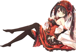 😏 04c9bf72 Kurumi Tokisaki Date A Live Anime, Meisje, Gothic, Rood, Zwart telegram sticker
