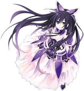 😏 0c18fac9 Tohka Yatogami Date A Live Anime, Meisje, Jurk, Paars, Personage telegram sticker