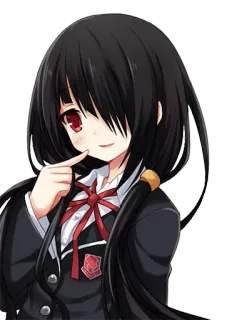 😏 54abaa24 Kurumi Tokisaki Date A Live anime, meisje, Date A Live, Kurumi Tokisaki, schooluniform, rode ogen telegram sticker