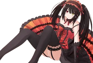 😏 9037f1e1 Kurumi Tokisaki Date A Live Anime, Meisje, Rood, Zwart, Lolita, Date A Live, Kurumi telegram sticker