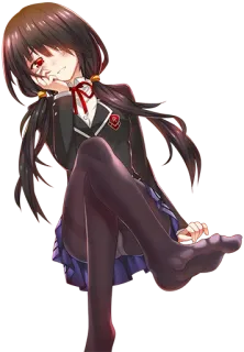 😏 b72878ed Anime, Meisje, Schooluniform, Zittend, Rode ogen telegram sticker
