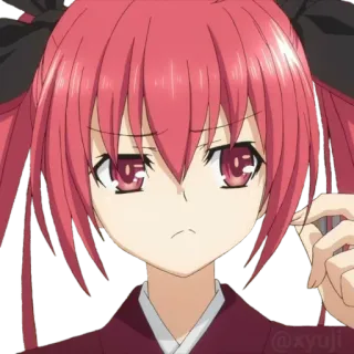 🤔 e7344d31 Itsuka Kotori Date A Live аниме, девушка, рыжие волосы, дуется, милая, аниме девушка telegram sticker