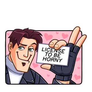 😏 7c7cebe3 LICENSE TO BE HORNY ユーモア, ライセンス, エロ, ミーム, 漫画 telegram sticker