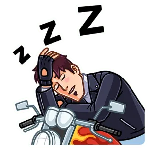 😴 b218baca ZZZZ 睡眠, バイク, バイカー, 疲労困憊, 疲れた, 夢, リラックス telegram sticker