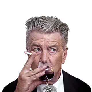 🍷 78d6073c David Lynch David Lynch, regista, sigaretta, vino, fumare telegram sticker