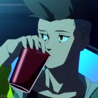 ⚙️ 9f100b25 David Martinez Cyberpunk: Edgerunners 사이버펑크, 엣지러너, 애니메이션, 데이비드 마르티네즈, 음료, 애니메이션 whatsapp sticker