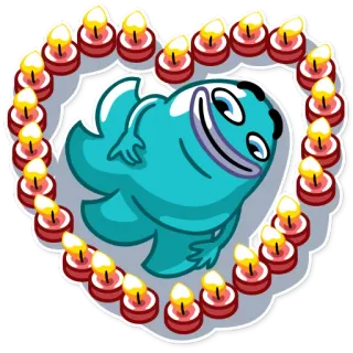 😘 246ae069 kartun, stiker, biru, ikan, hati, lilin whatsapp sticker