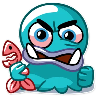 😡 856aea67 kartun, monster, ikan, marah, imut, stiker whatsapp sticker