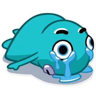 😭 f83ffd66 Kartun, Menangis, Sedih, Biru, Ikan, Emoji whatsapp sticker