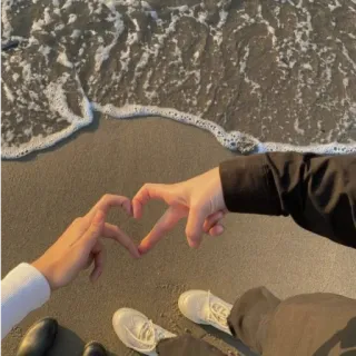 ❤️ a5173697 해변, 모래, 바다, 사랑, 손, 하트 telegram sticker