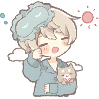 ☀️ 92ca4b6c sleepy, cute, anime, character, morning, sleepmask, dog telegram sticker