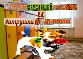 ❤️ 1700ee35 С ДНЁМ ХРУСТЯЩЕЙ ЗАКОКУЛИ
И ватрушки ИЗ цемента 狗, 花, 文本, 俄语, 问候 telegram sticker