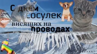 ❄️ 2e107275 С днем сосулек висящих на проводах 猫, 狗, 冬天, 冰柱, 动物, 问候 telegram sticker