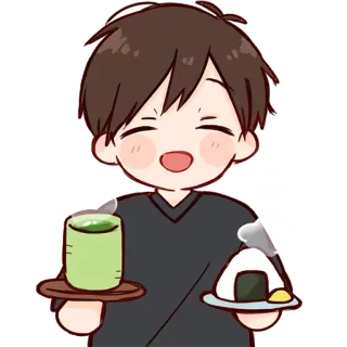 ☕ 84bf254c anime, kawaii, onigiri, tea, cute, food, character, japan telegram sticker