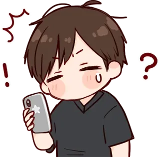 🤨 994b3a40 anime, cartoon, character, phone, question, shocked, kawaii telegram sticker