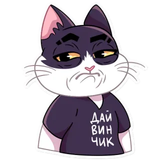 😕 958b2571 ДАЙ ВИН ЧИК kot, zwierzę, śmieszne, kreskówka, mem telegram sticker