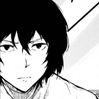 🌟 fcfaad57 Аниме, Манга, Персонаж, Портрет, Черно-белое, Серьезный, Выражение whatsapp sticker