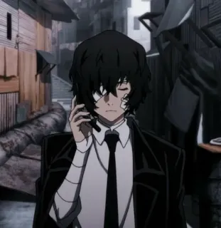 🪙 a3521a5a Osamu Dazai Bungo Stray Dogs อนิเมะ, ผ้าพันแผล, โทรศัพท์, ผมสีดำ, ชุดสูท, ดาไซ, Bungo Stray Dogs whatsapp sticker