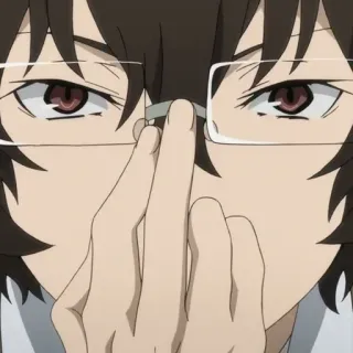 ✨ 343452d7 Anime, Jari tengah, Ofensif, Kacamata, Karakter, Berambut cokelat whatsapp sticker