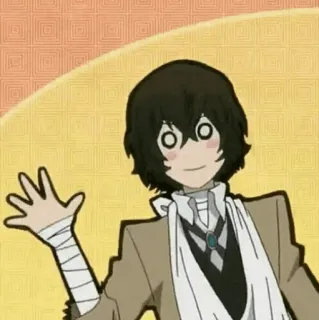 🙂 dd8dba32 Osamu Dazai Bungou Stray Dogs 动漫, 绷带, 挥手, 太宰, 治, 文豪野犬 telegram sticker