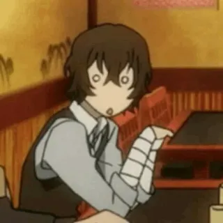 😳 f79ab2c2 Osamu Dazai Bungo Stray Dogs 动漫, 绷带, 惊讶, 侦探, 文豪野犬 telegram sticker