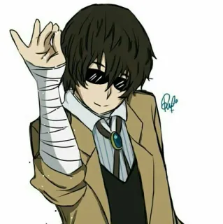 🎐 339353cb Osamu Dazai Bungou Stray Dogs อนิเมะ, ตัวละคร, Bungou Stray Dogs, Osamu Dazai, เท่, แว่นกันแดด whatsapp sticker